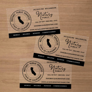 California Notary Public Services Clear Business Cards