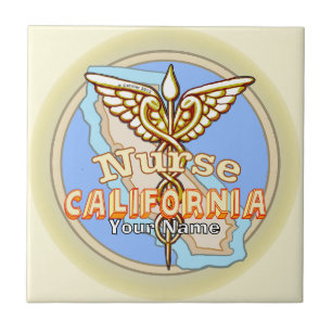 California Nurse Caduceus  Ceramic Tile