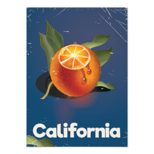 California Orange Retro Style vacation poster