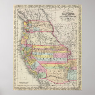 California, Oregon, Washington, Utah, New Mexico 5 Poster