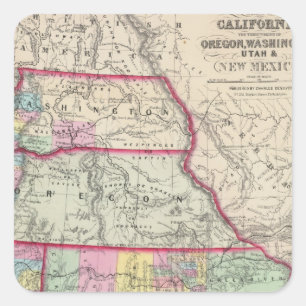 California, Oregon, Washington, Utah, New Mexico Square Sticker