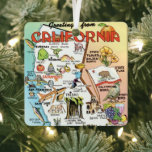 California Ornament<br><div class="desc">Great vintage postcard map of the State of California repurposed as an ornament.</div>