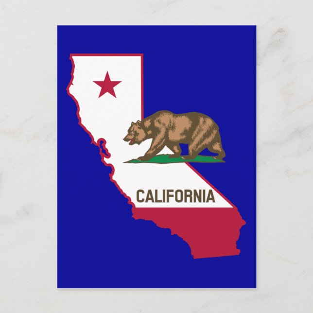 California Outline and Flag Postcard (Front)