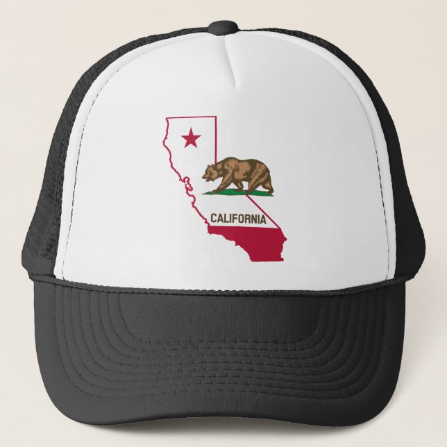 California Outline and Flag Trucker Hat (Front)