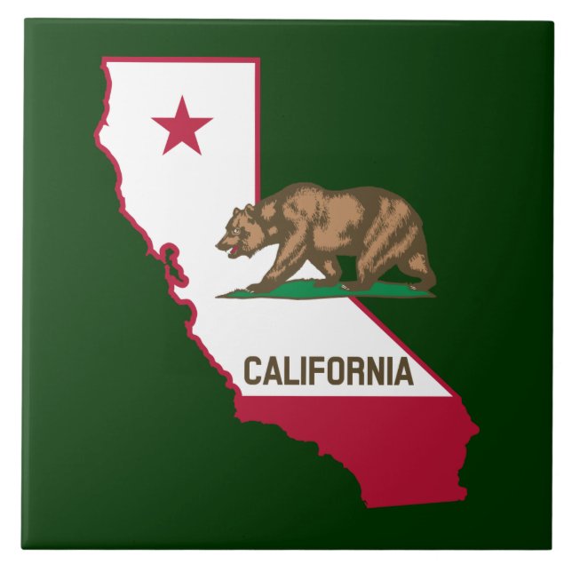 California Outline and Silhouette Ceramic Tile (Front)
