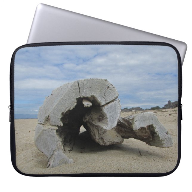 California Pacific Coast Driftwood Photo Beach Laptop Sleeve (Front)