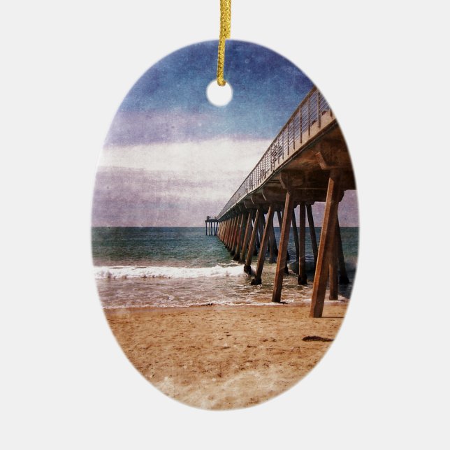 California Pacific Ocean Pier Ceramic Ornament (Front)