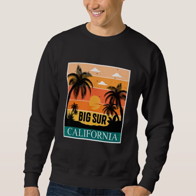 California Palm Tree Big Sur Seaside Camping Ocean Sweatshirt (Front)