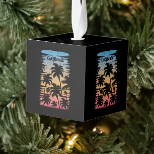 California Palm Tree Cube Ornament