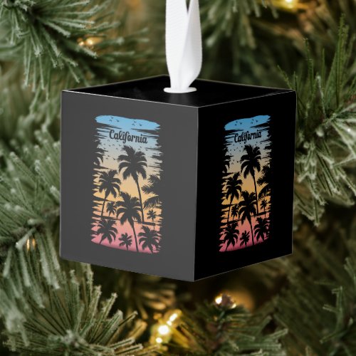 California Palm Tree Cube Ornament