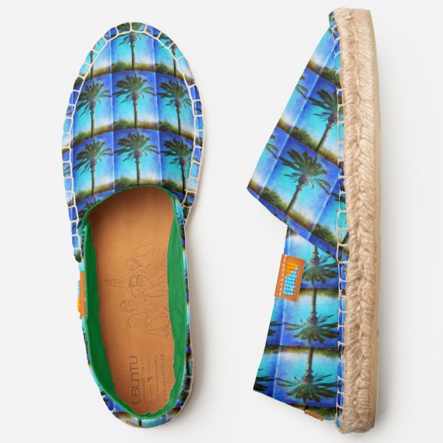 California Palm Tree Photo Pattern Stylish Modern Espadrilles (Side)