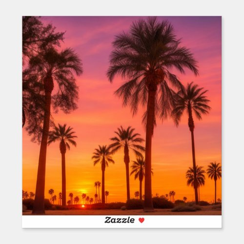 California Palm Tree Sunset Sticker