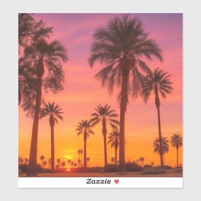 California Palm Tree Sunset Sticker (Sheet)