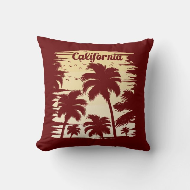 California Palm Tree Throw Pillow (Front)