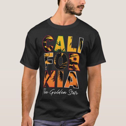 California Palm Trees Filled Letters T_Shirt