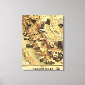 California Panoramic Map Canvas Print