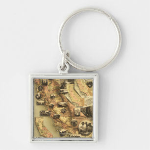 California Panoramic Map Keychain