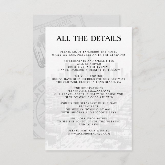 California Passport Details Enclosure Card (Front/Back)