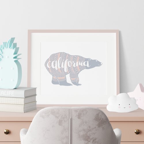 California Pastel Winter Bear Print