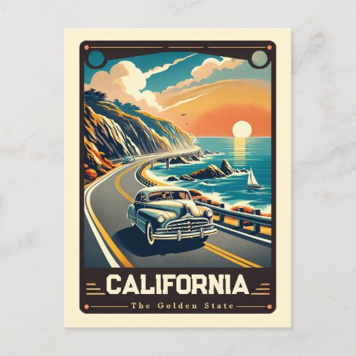 California  Patriotic Spirit Vintage Postcard