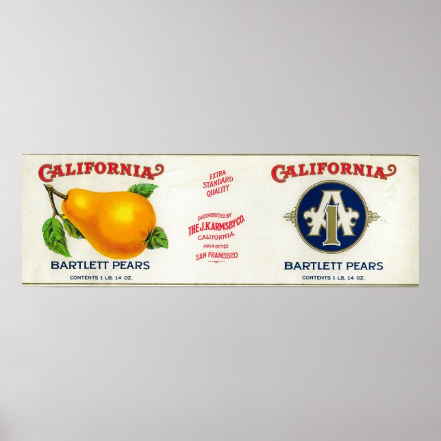 California Pear Label Poster (Front)