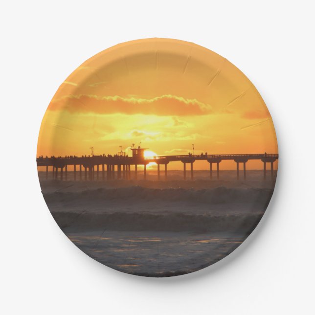 California Peer at Sunset Paper Plates (Front)