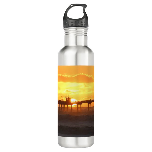 California Peer at Sunset Stainless Steel Water Bottle (Front)