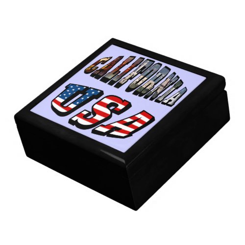 California Picture and USA Flag Text Gift Box