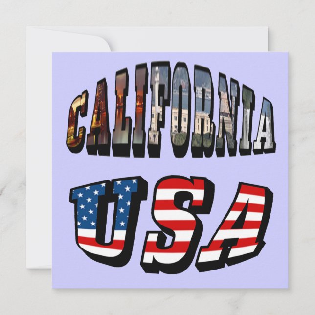 California Picture and USA Flag Text Invitation (Front)