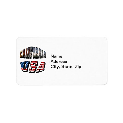 California Picture and USA Flag Text Label