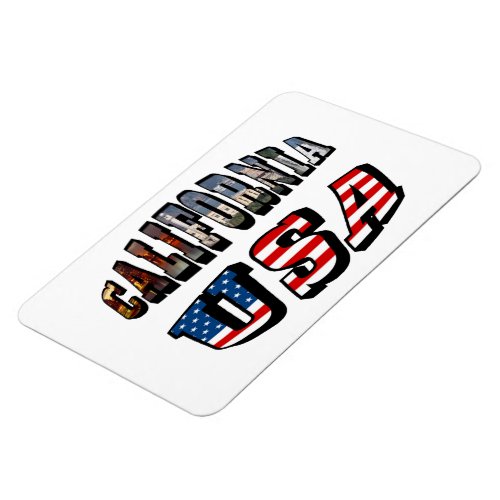 California Picture and USA Flag Text Magnet