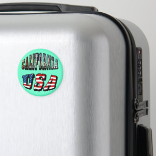 California Picture and USA Flag Text Magnet