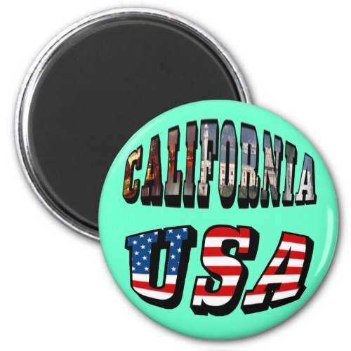 California Picture and USA Flag Text Magnet