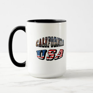 California Picture and USA Flag Text Mug