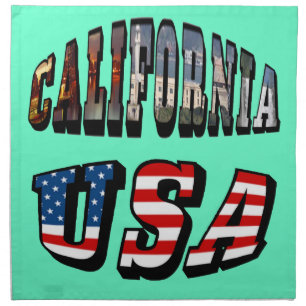 California Picture and USA Flag Text Napkin