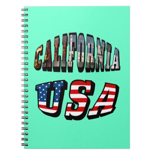 California Picture and USA Flag Text Notebook