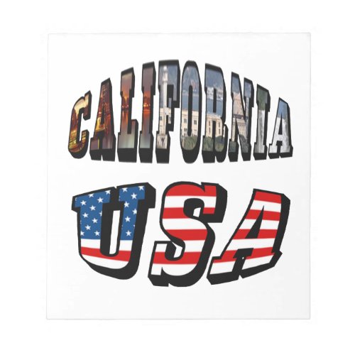 California Picture and USA Flag Text Notepad