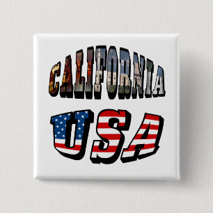 California Picture and USA Flag Text Pinback Button
