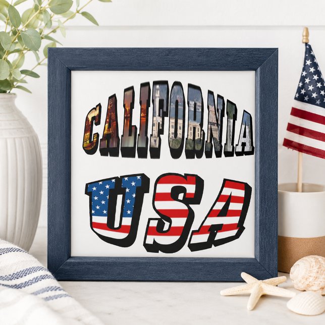 California Picture and USA Flag Text Tile (California Picture and USA Flag Text Tile)