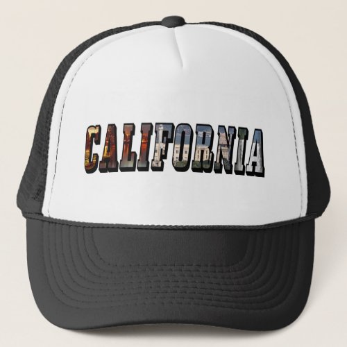 California Picture Text Trucker Hat