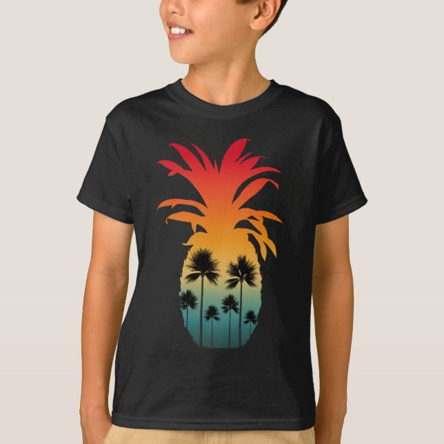 CALIFORNIA PINEAPPLE SUNSET PALM TREES T-Shirt (Front)