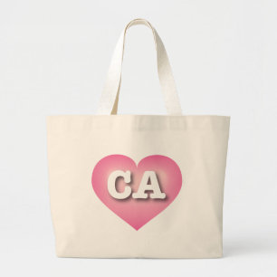 California Pink Fade Heart - I love CA Large Tote Bag
