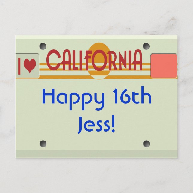 California Plates Postcard (Front)