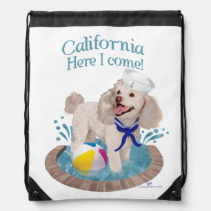 California Poodle Drawstring Bag