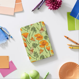 California poppies and moths on honey dew iPad mini cover