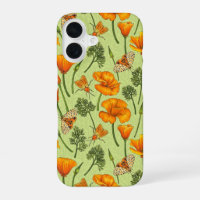 California poppies and moths on honey dew