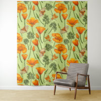 California poppies and moths on honey dew