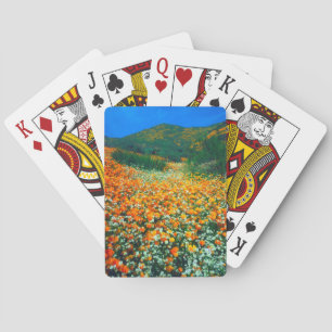 California Poppies and Popcorn wildflowers Poker Cards
