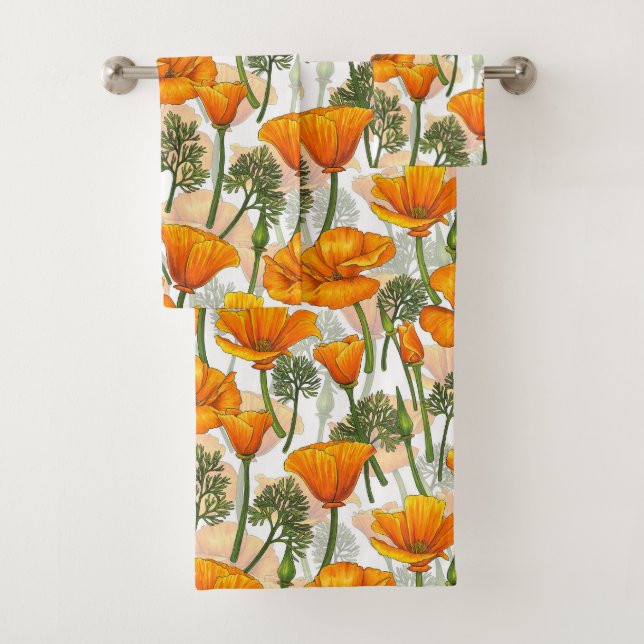 California poppies bath towel set (Insitu)