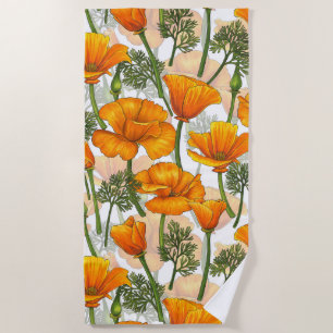 California poppies beach towel